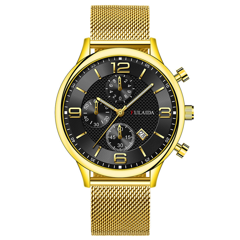 Mesh Strap Calendar Quartz Simple Casual All-match Men's