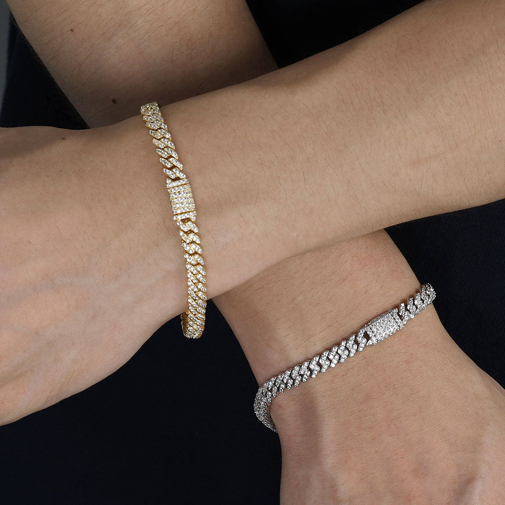 6mm Single Row Full Diamond Cuban Link Chain Zircon Necklace
