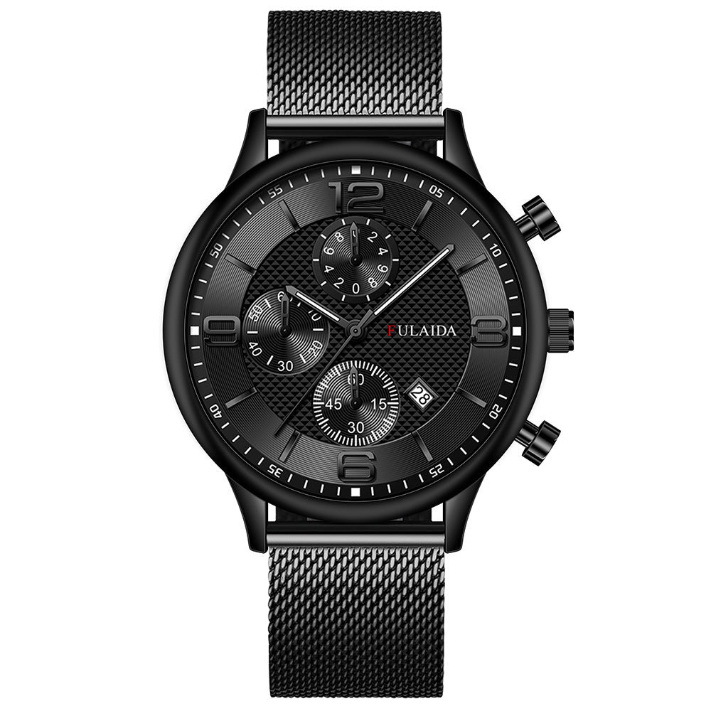 Mesh Strap Calendar Quartz Simple Casual All-match Men's