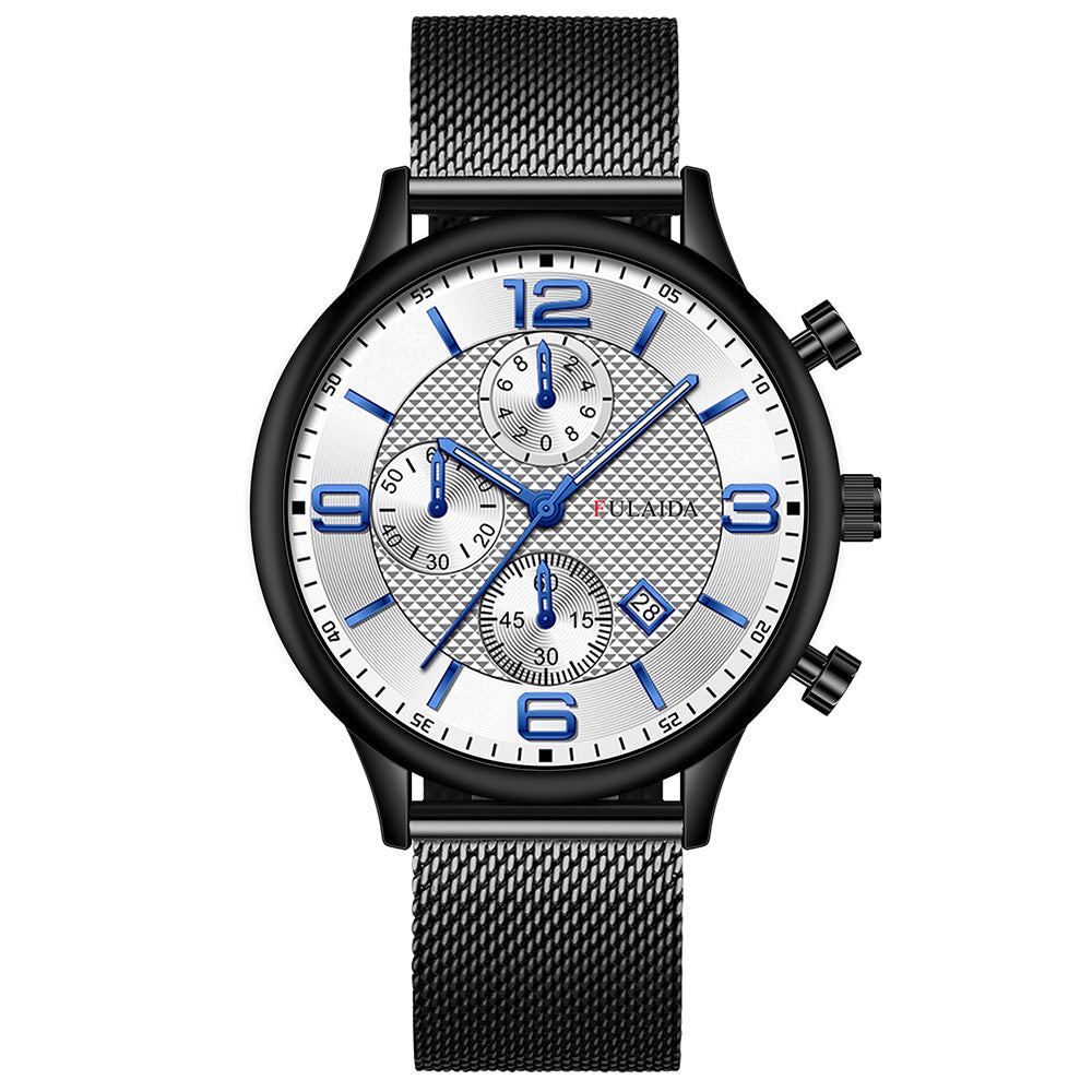 Mesh Strap Calendar Quartz Simple Casual All-match Men's