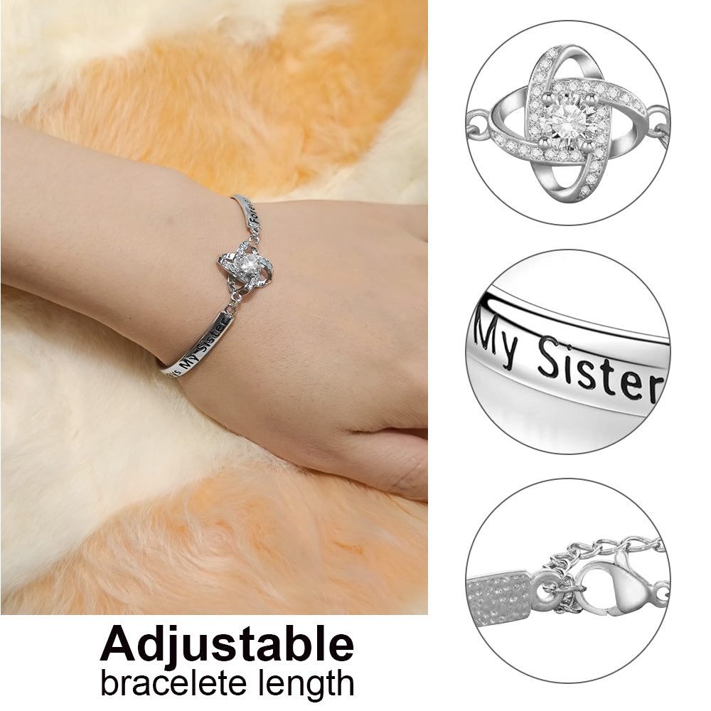 Sisters Friendship Theme Silver Bracelet