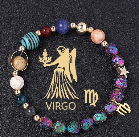 Natural Volcanic Rock Electroplating Twelve Constellations Bracelets