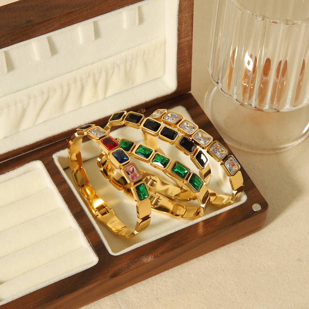 18K Gold Inlaid Zircon Personality Fashion Bracelet