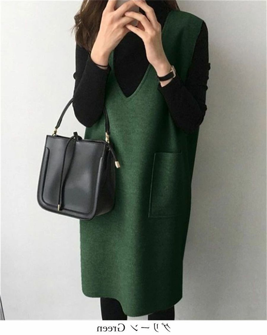 New Mid-length Solid Color Loose-fitting Waistcoat Skirt