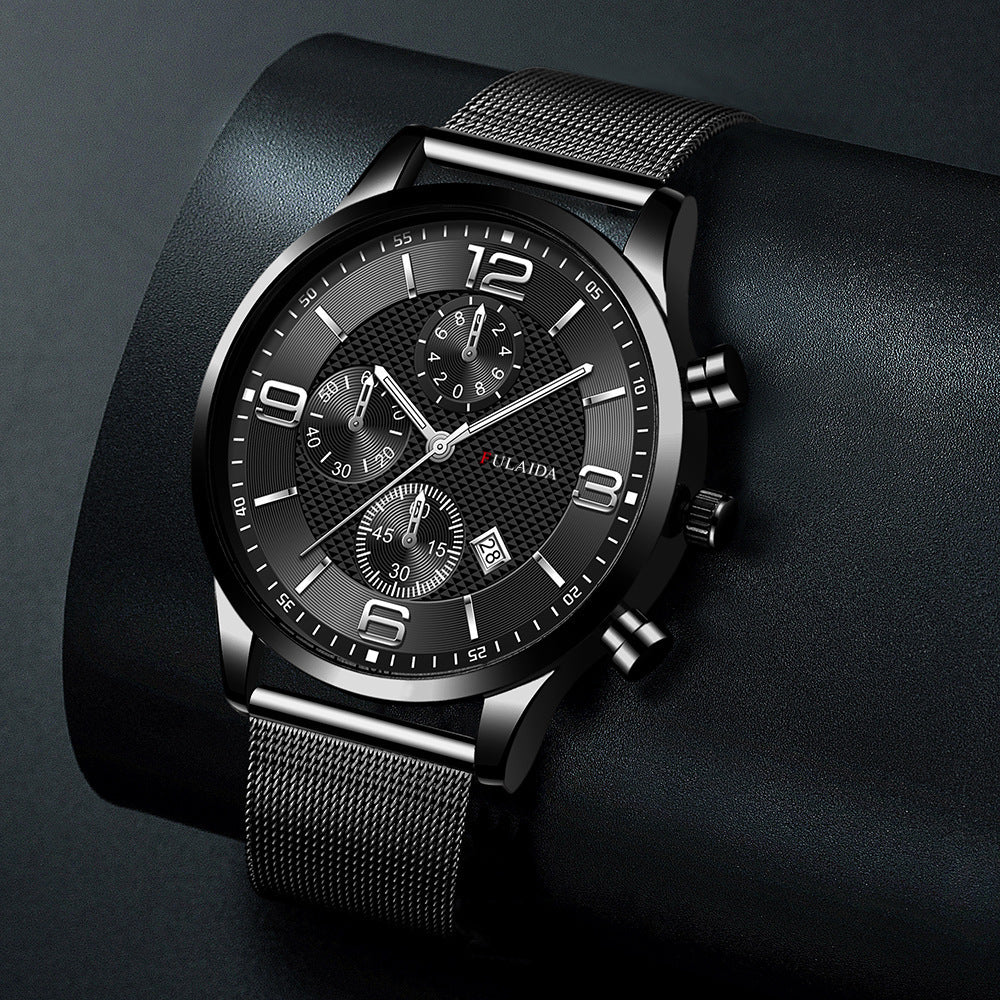 Mesh Strap Calendar Quartz Simple Casual All-match Men's