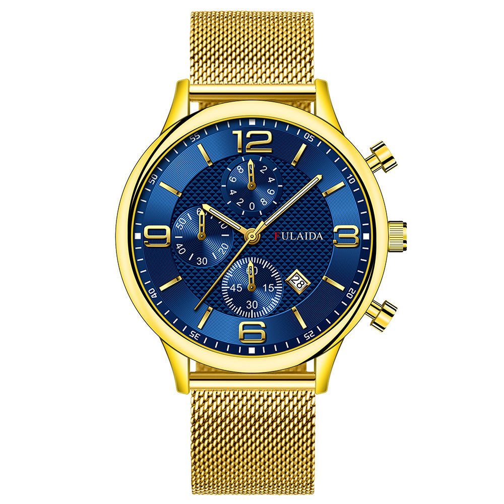 Mesh Strap Calendar Quartz Simple Casual All-match Men's