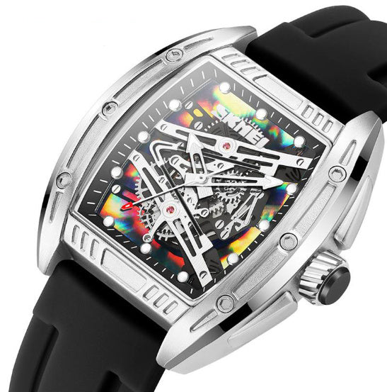 Hollow Sheet Plate Trendy Barrel-shaped Waterproof Luminous Fashion Quartz Watch For Men