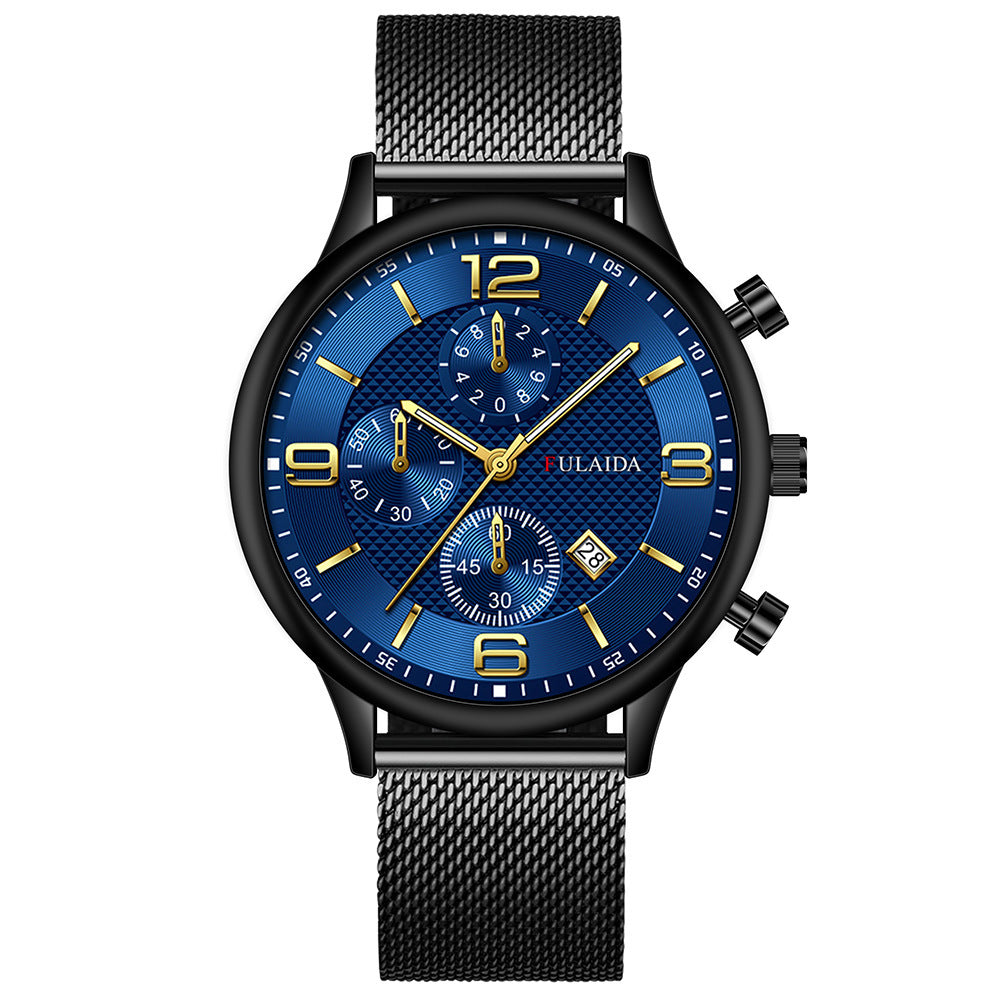 Mesh Strap Calendar Quartz Simple Casual All-match Men's