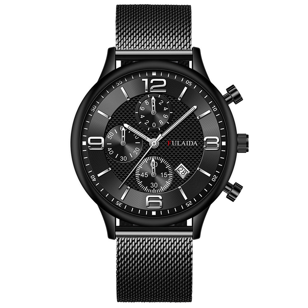 Mesh Strap Calendar Quartz Simple Casual All-match Men's
