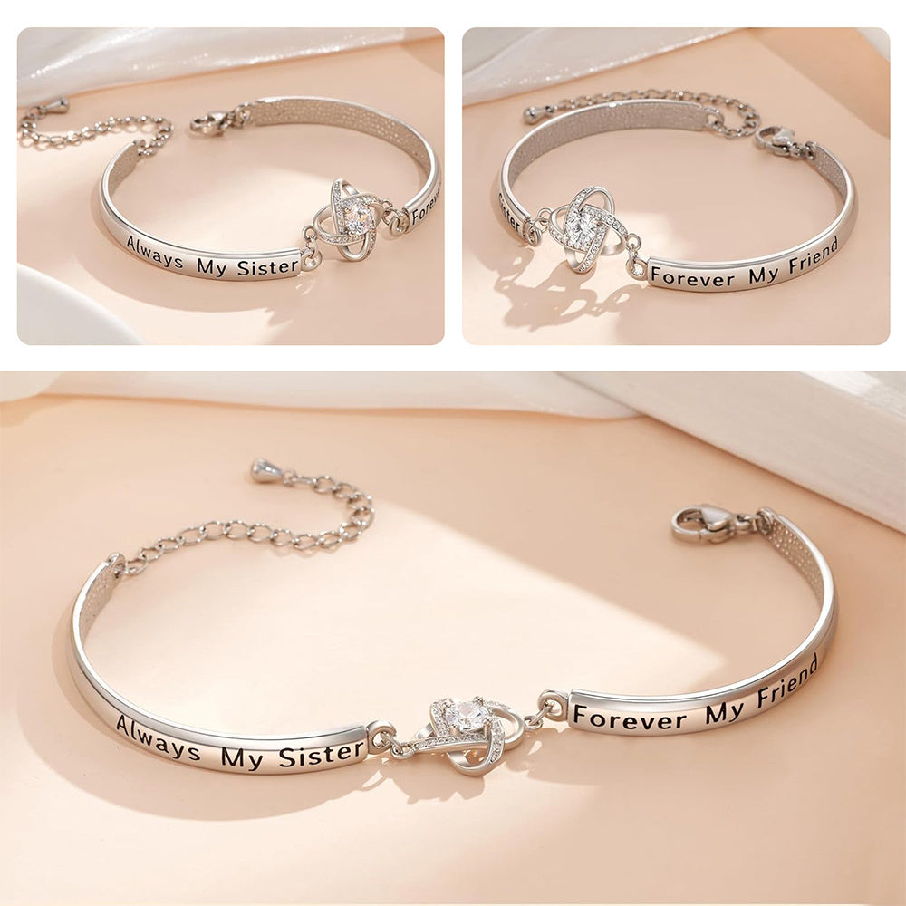Sisters Friendship Theme Silver Bracelet