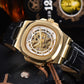 Barrel-shaped Leather Belt Men's Waterproof Mechanical Watch