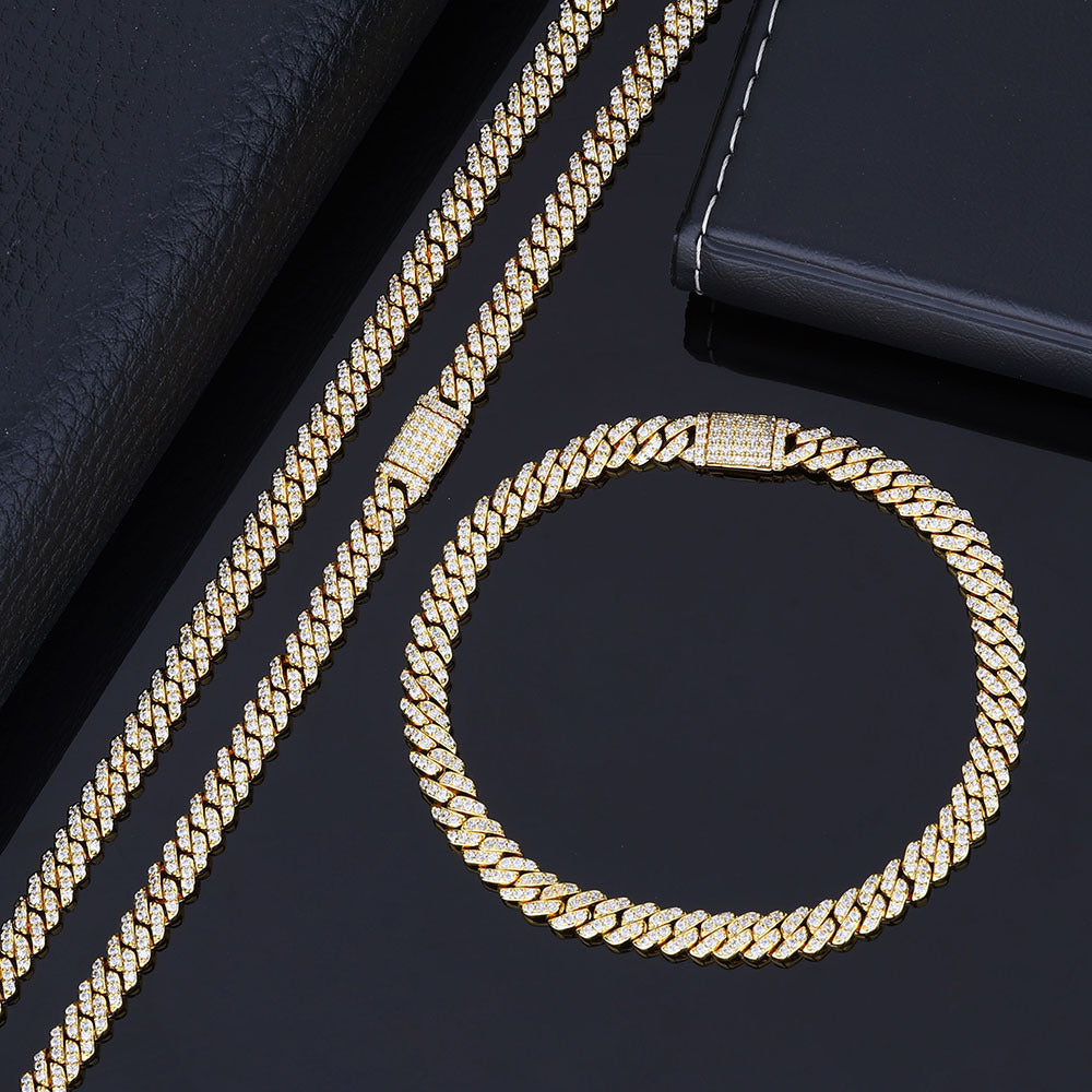 6mm Single Row Full Diamond Cuban Link Chain Zircon Necklace