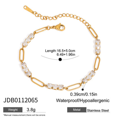 Stainless Steel Full Diamond Tennis Chain Women's Bracelet