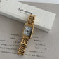 Retro Square Roman Scale Gold Steel Belt Quartz Watch
