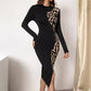 European And American Semi-formal Dress Fashion Slim-fit Sheath Leopard Splicing