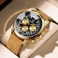 Men's Multi-functional Ultra-thin Business Style Leather Belt Waterproof Luminous Calendar Watch