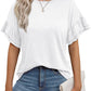 Solid Color Round Neck Ruffle Sleeve Short Sleeve T-shirt Top