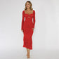 Ladies' Mesh Flounce Patchwork Long Dress