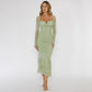Ladies' Mesh Flounce Patchwork Long Dress
