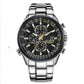 Men's Steel Belt Leather Quartz Full-function Blue Angel Hand Watch