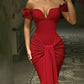 Off-shoulder V-neck Dress Women