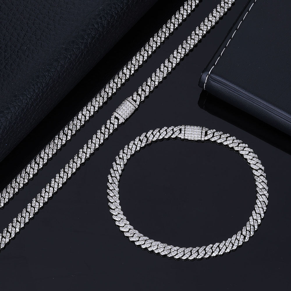 6mm Single Row Full Diamond Cuban Link Chain Zircon Necklace