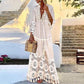 Stitching Tassel Slub Cotton Long Sleeve Dress