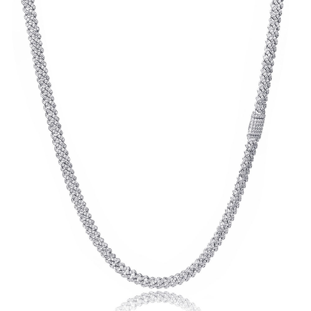 6mm Single Row Full Diamond Cuban Link Chain Zircon Necklace