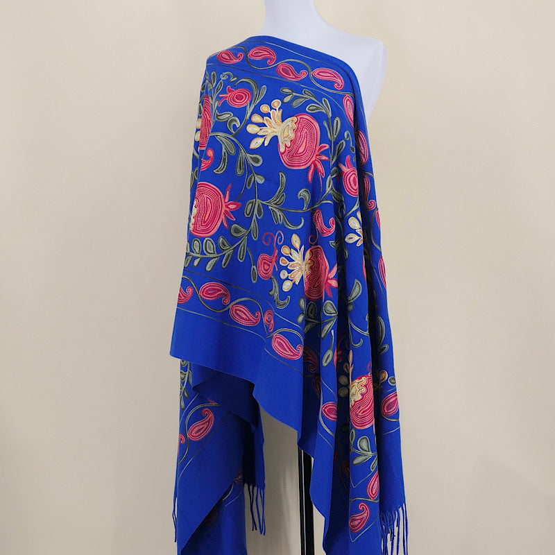 Gourd Pomegranate Blossom Embroidery Scarf Cashmere Shawl