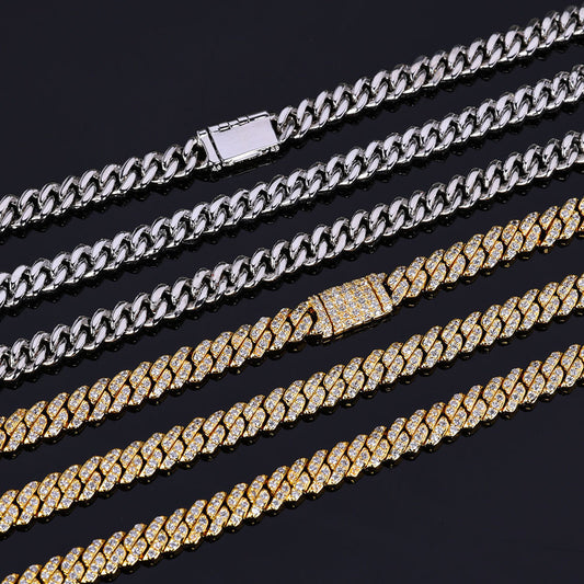 6mm Single Row Full Diamond Cuban Link Chain Zircon Necklace