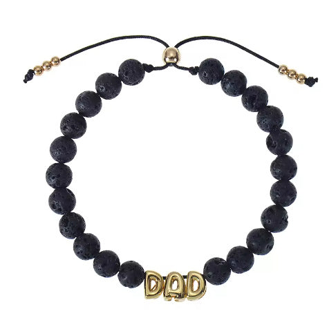 Bubble Letter Bracelet, Natural Stone Name Bracelet