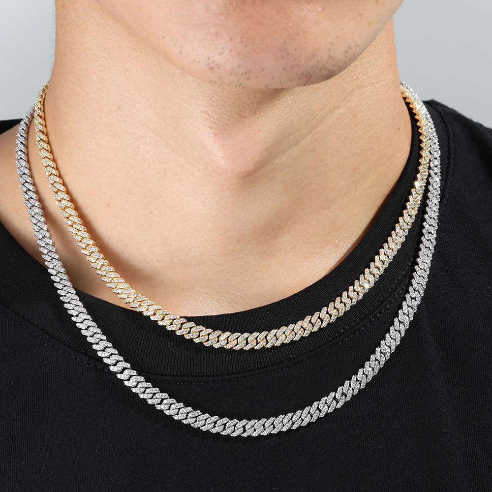 6mm Single Row Full Diamond Cuban Link Chain Zircon Necklace