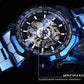 Casual Hollow Blue Plating Automatic Mechanical Watch
