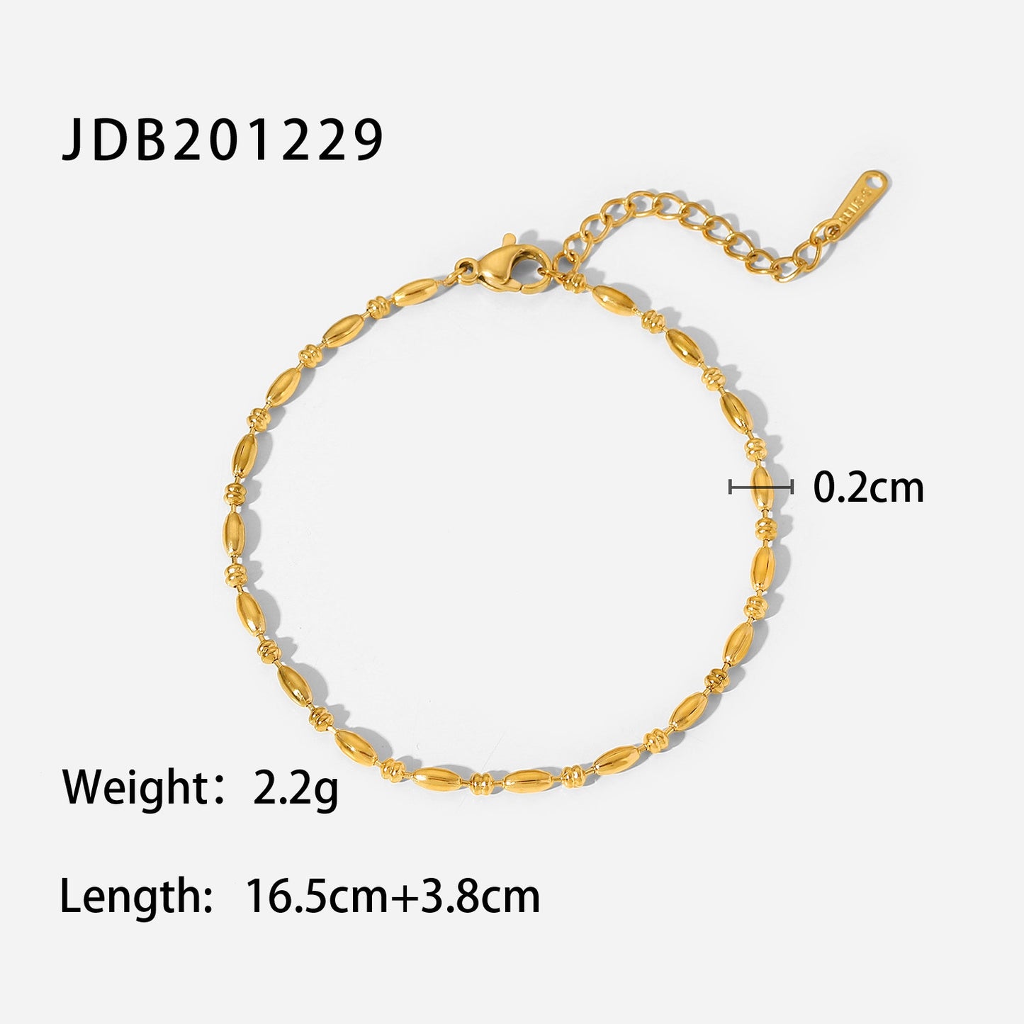Women's Bracelet 18K Gold Oval Bead Necklace