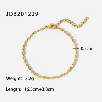 Women's Bracelet 18K Gold Oval Bead Necklace
